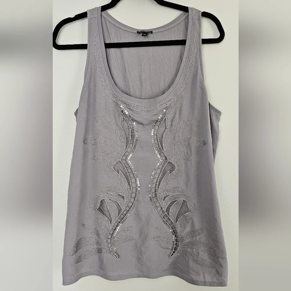 Express grey muscle shirt, lace sequence design - Picture 1 of 5